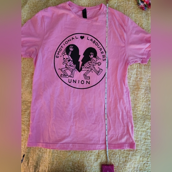 Threadless Emotional Labourers Design on Pink Unisex T-shirt - Picture 9 of 9